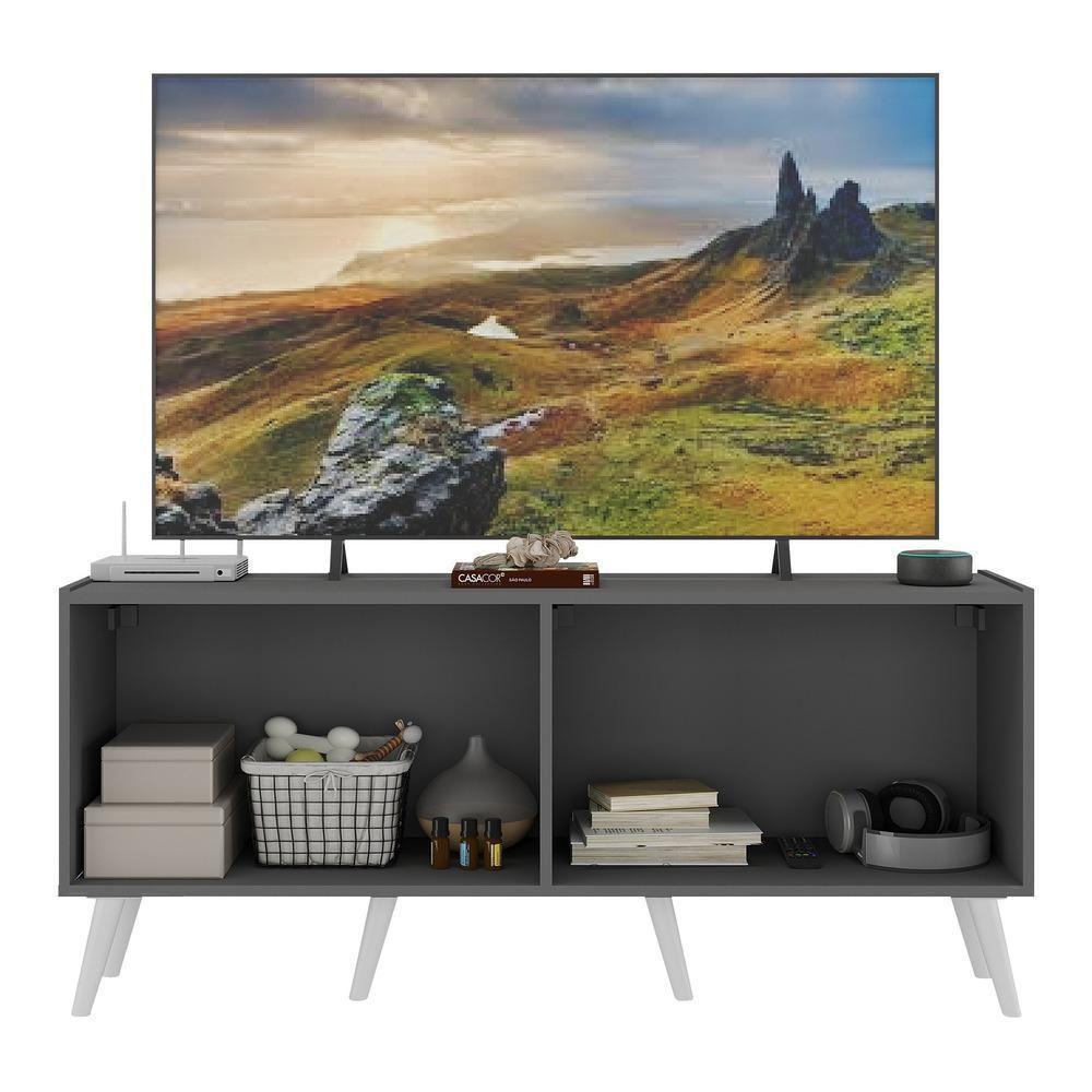 Rack Tv Até 50 Polegadas Retrô Com Espelhos Mp1082 Grafite branco - 3