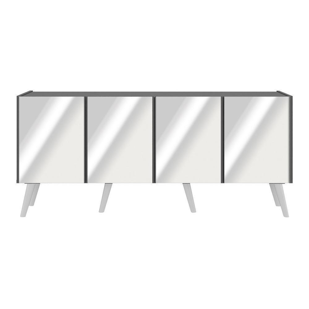 Rack Tv Até 50 Polegadas Retrô Com Espelhos Mp1082 Grafite branco - 5