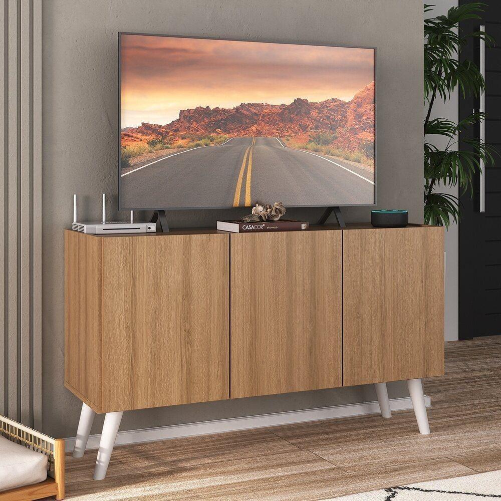 Rack Retrô Para Tv Até 32 Polegadas Com Mp1067 Rustic branco - 4