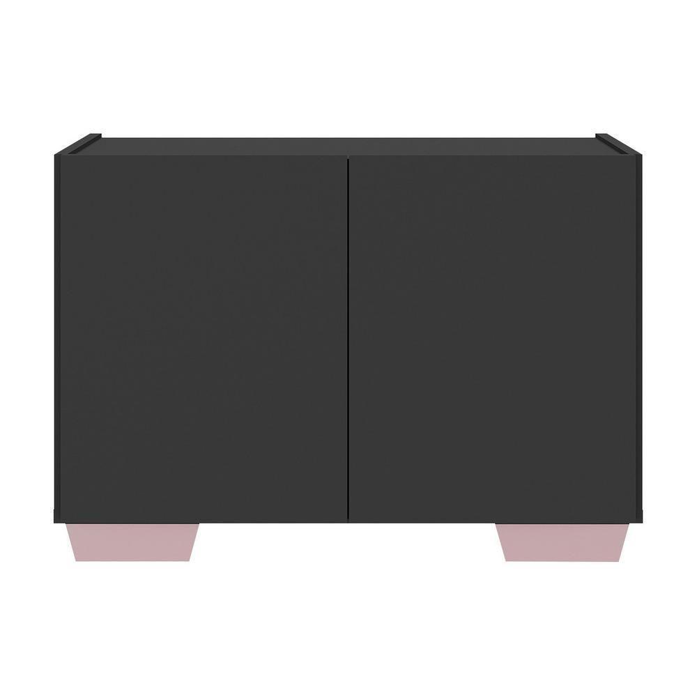 Mesa De Cabeceira Com Pés 2 Portas Mp4134 Preta rosa Preto rosa - 5