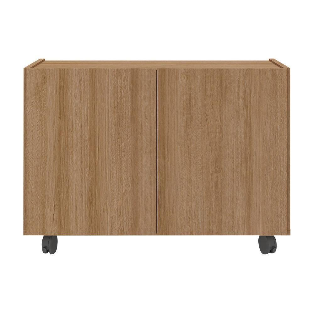 Kit 2 Mesas De Cabeceira Com Rodízios 2 Portas Mp4136 Rustic Rustic - 2