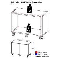 Kit 2 Mesas De Cabeceira Com Rodízios 2 Portas Mp4136 Rustic Rustic