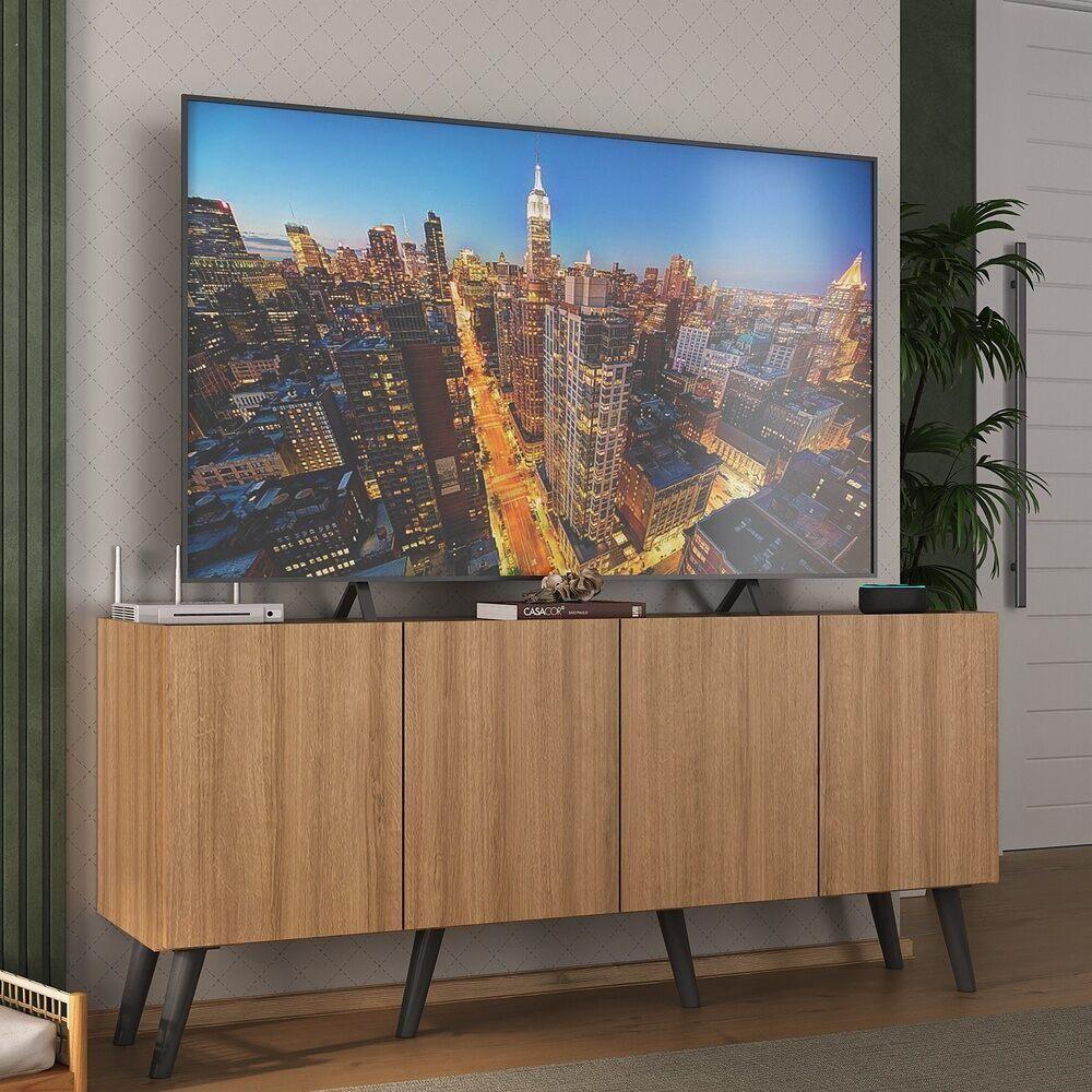 Rack Retrô Para Tv Até 50 Polegadas Com Mp1071 Rustic preto - 3