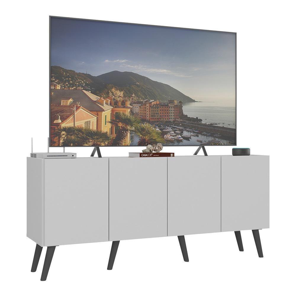 Rack Retrô Para Tv Até 50 Polegadas Com Mp1071 Branco preto - 1