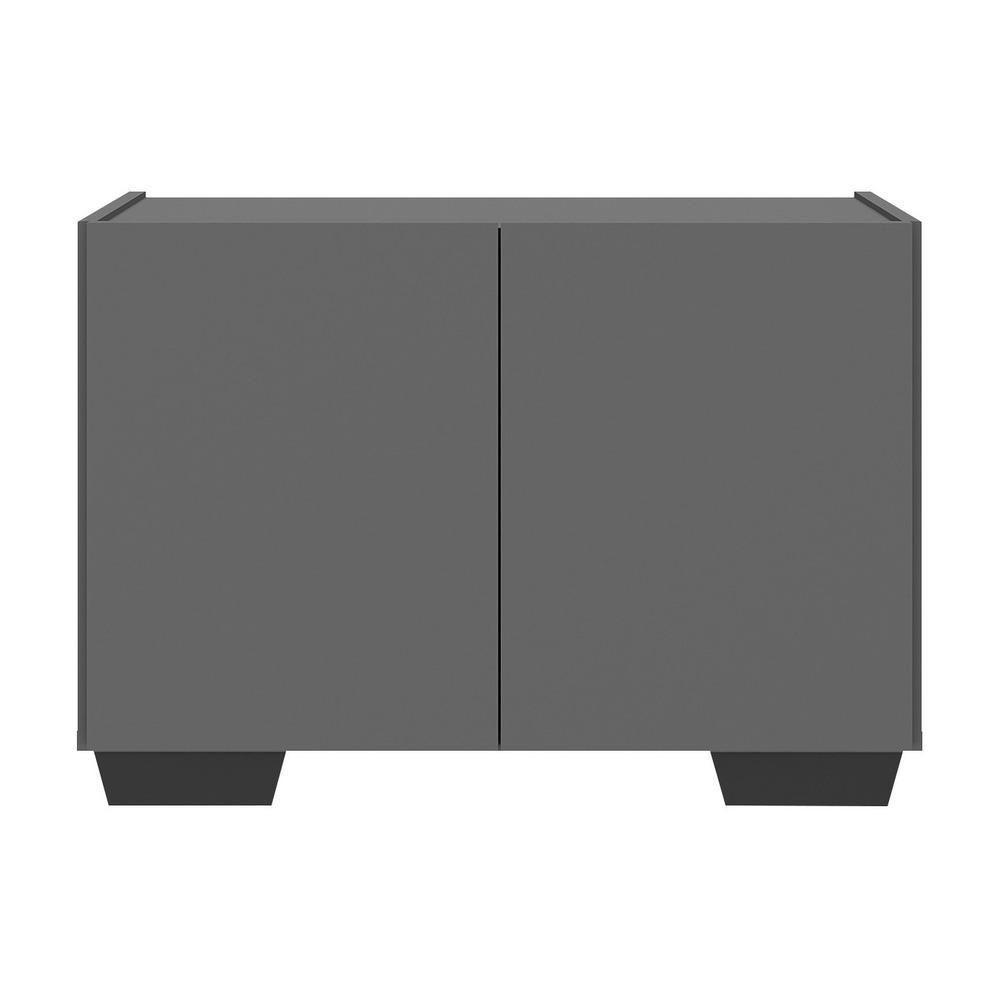 Mesa De Cabeceira Com Pés 2 Portas Mp4134 Grafite preta Grafite preto - 6