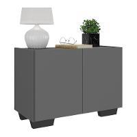 Mesa De Cabeceira Com Pés 2 Portas Mp4134 Grafite preta Grafite preto - 1