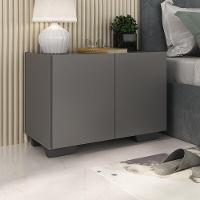 Mesa De Cabeceira Com Pés 2 Portas Mp4134 Grafite preta Grafite preto - 2