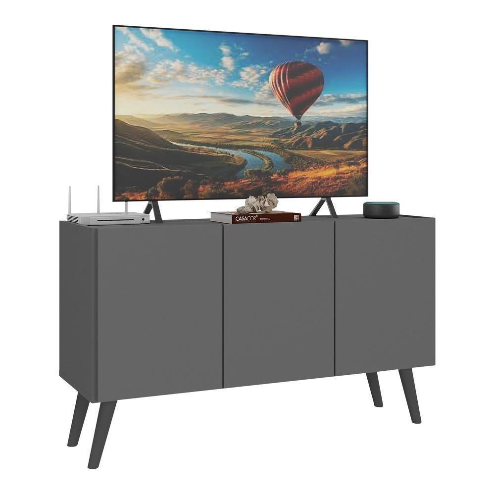 Rack Retrô Para Tv Até 32 Polegadas Com Mp1067 Grafite preto - 1
