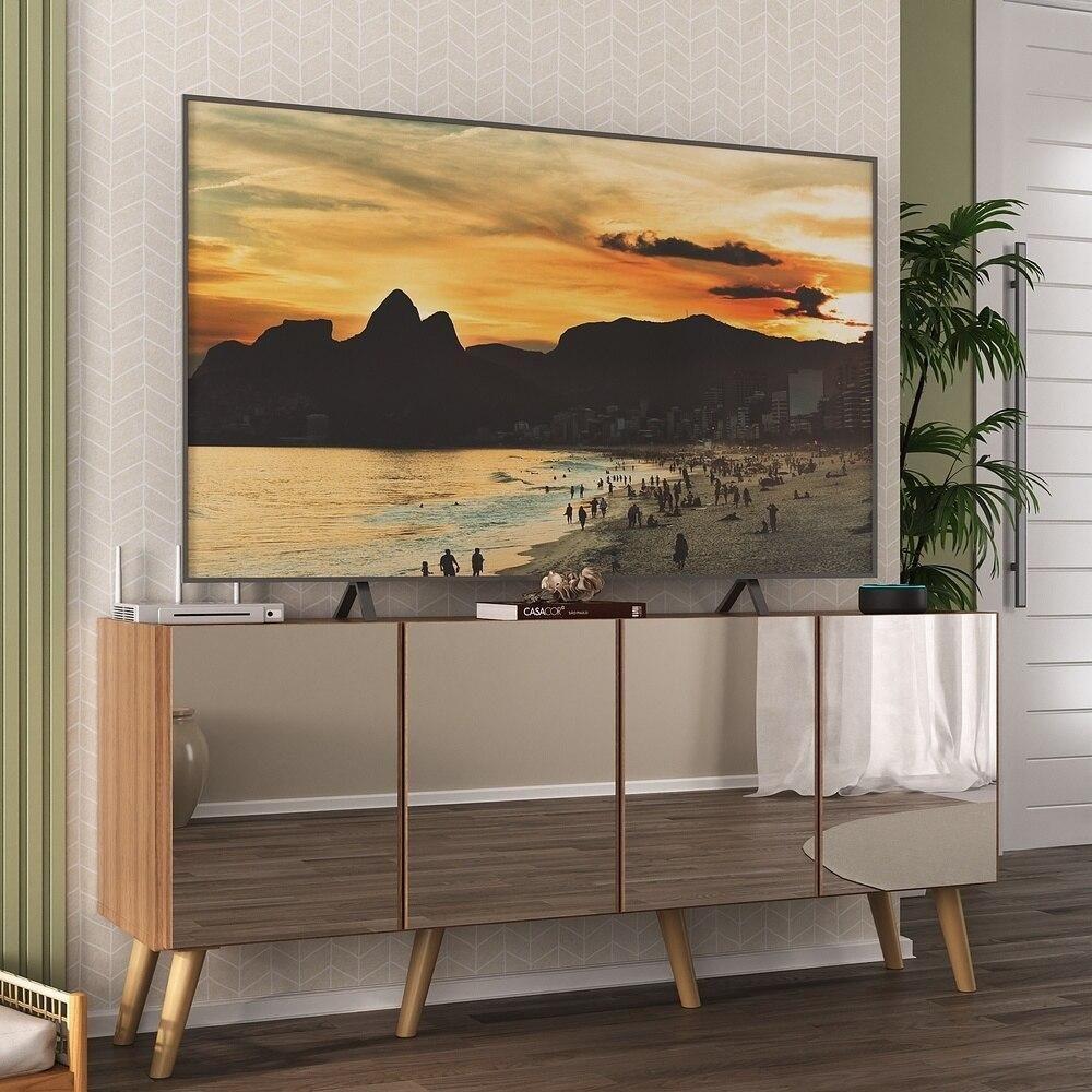 Rack Tv Até 50 Polegadas Retrô Com Espelhos Mp1082 Rustic natural - 2