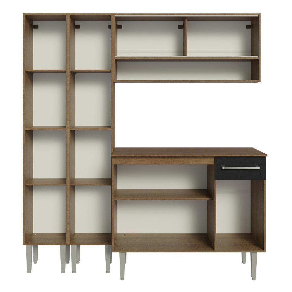 Armário De Cozinha Compacta 169cm Rustic/preto Emilly Madesa 13 Rustic/preto - 5