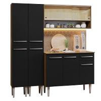Armário De Cozinha Compacta 169cm Rustic/preto Emilly Madesa 13 Rustic/preto - 6