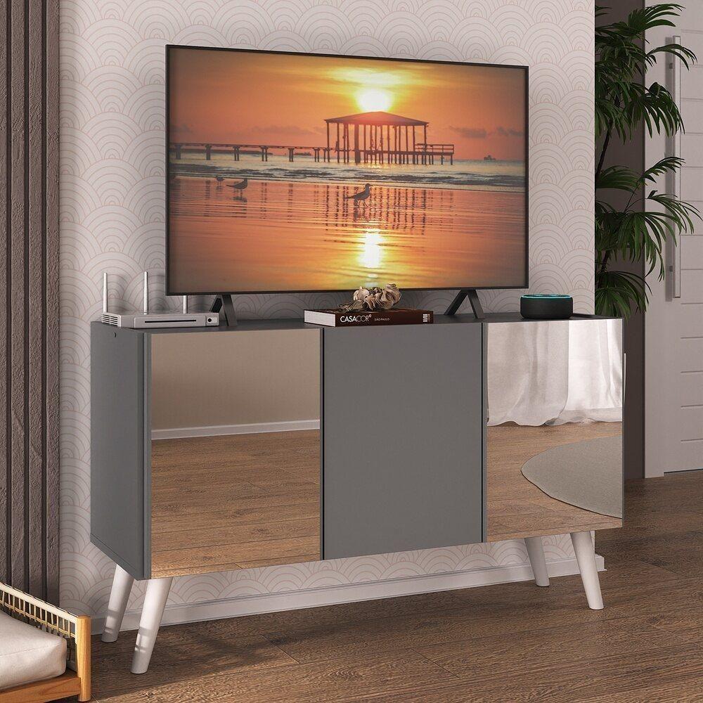 Rack Tv Até 32 Polegadas Retrô Com Espelhos Mp1078 Grafite branco - 2