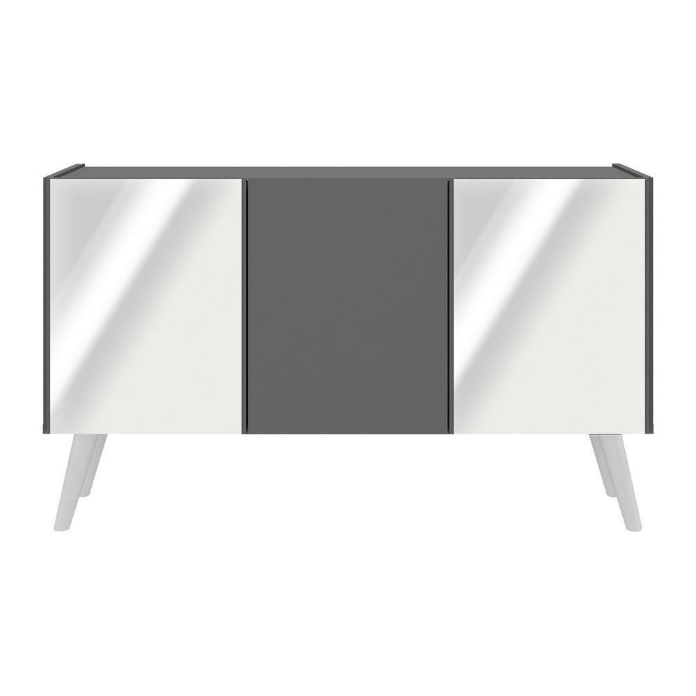 Rack Tv Até 32 Polegadas Retrô Com Espelhos Mp1078 Grafite branco - 5