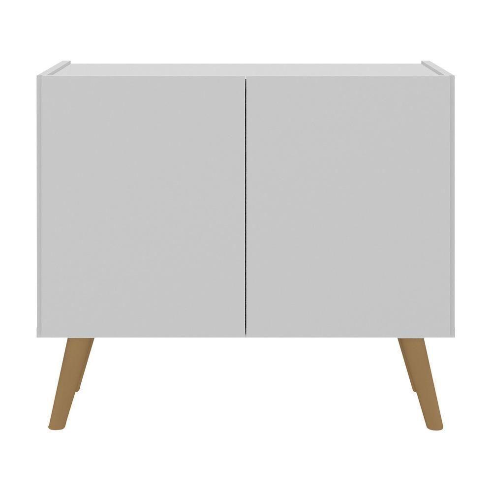 Kit 2 Mesas De Cabeceira Retrô 2 Portas Mp4138 Branco natural - 3