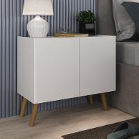 Kit 2 Mesas De Cabeceira Retrô 2 Portas Mp4138 Branco natural - 2