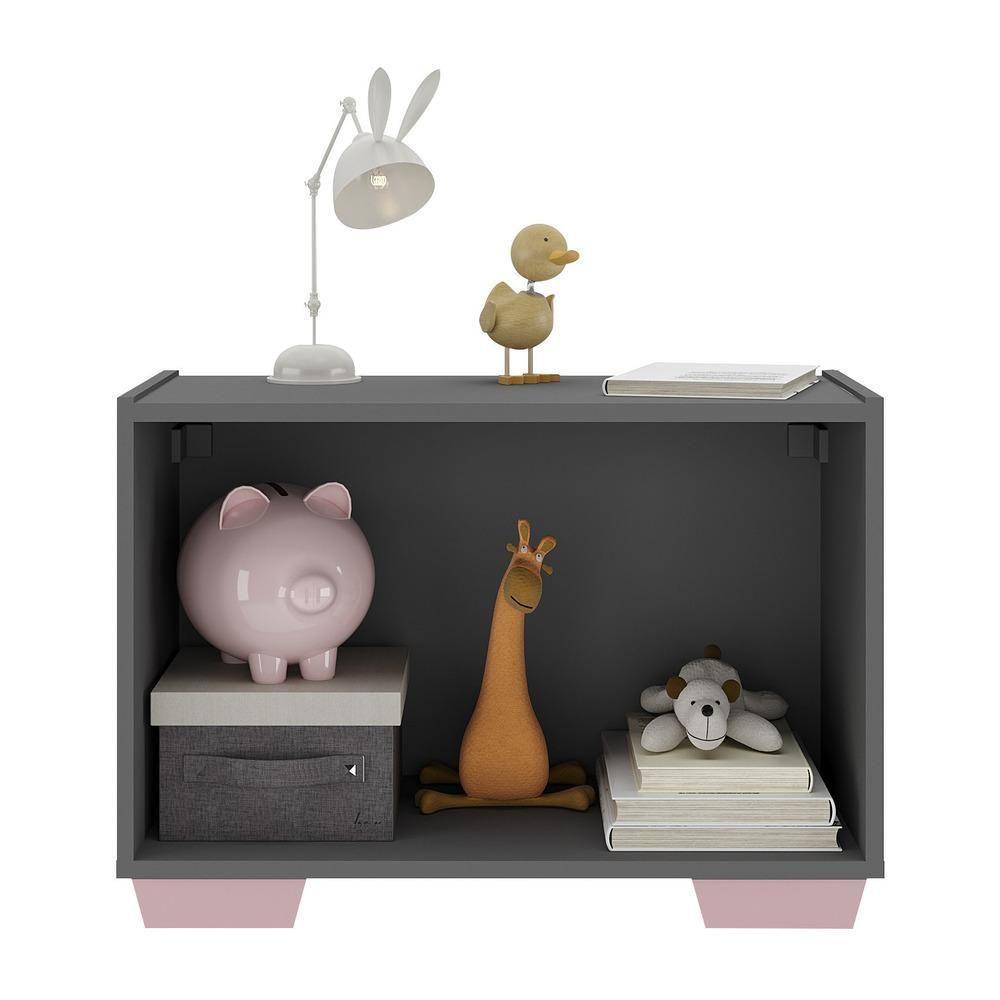 Mesa De Cabeceira Com Pés 2 Portas Mp4134 Grafite rosa Grafite rosa - 4