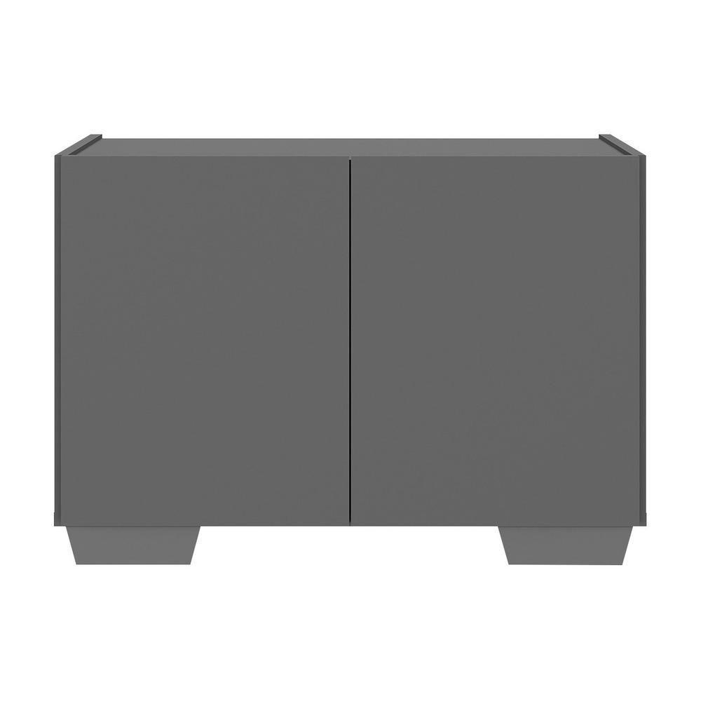 Kit 2 Mesas De Cabeceira 2 Portas E Pés Mp4139 Grafite cinza Grafite cinza - 2