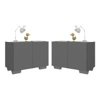 Kit 2 Mesas De Cabeceira 2 Portas E Pés Mp4139 Grafite cinza Grafite cinza - 1