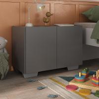 Kit 2 Mesas De Cabeceira 2 Portas E Pés Mp4139 Grafite cinza Grafite cinza - 3