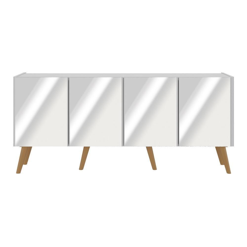 Rack Tv Até 50 Polegadas Retrô Com Espelhos Mp1082 Branco natural - 5