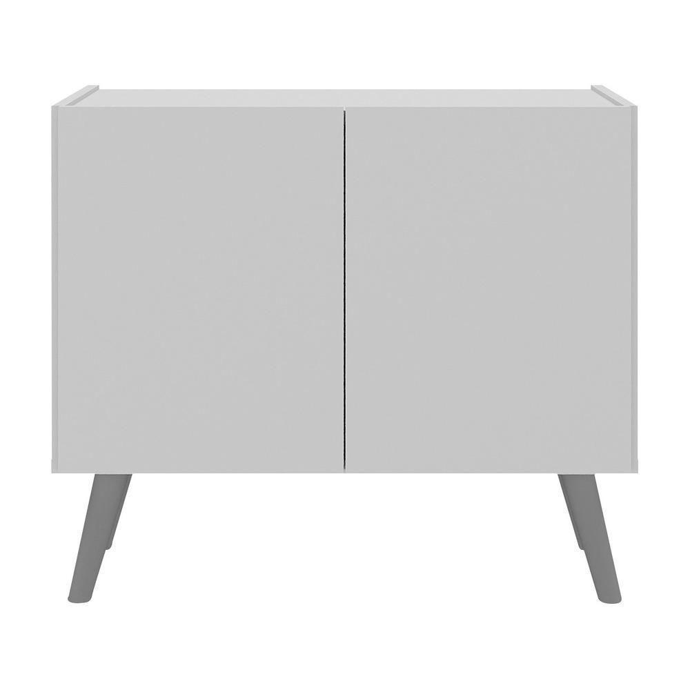 Kit 2 Mesas De Cabeceira Retrô 2 Portas Mp4138 Branco cinza Branco cinza - 3