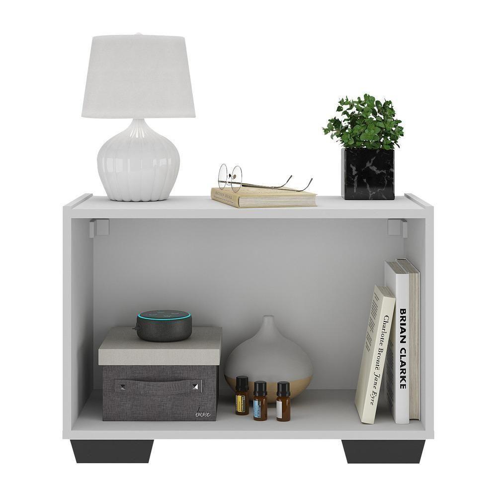 Mesa De Cabeceira Com Pés 2 Portas Mp4134 Branca preta Branco preto - 2