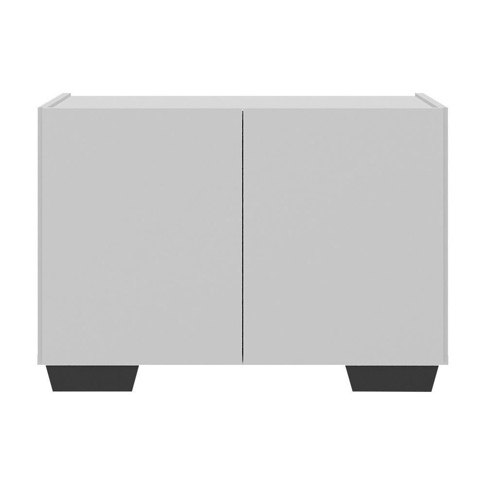 Mesa De Cabeceira Com Pés 2 Portas Mp4134 Branca preta Branco preto - 4