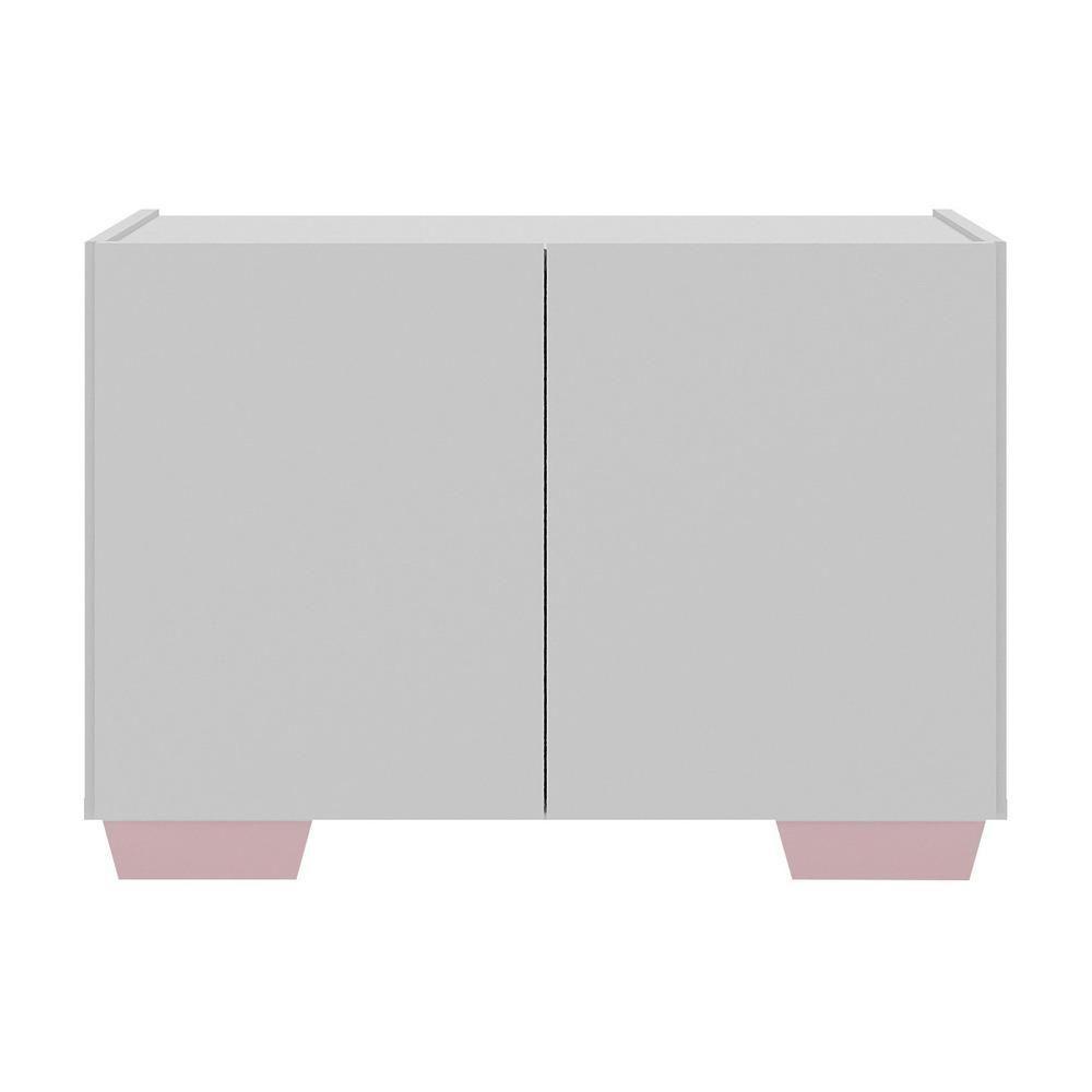 Mesa De Cabeceira Com Pés 2 Portas Mp4134 Branca rosa Branco rosa - 2