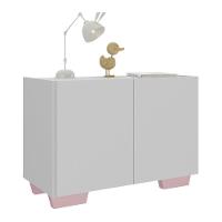 Mesa De Cabeceira Com Pés 2 Portas Mp4134 Branca rosa Branco rosa - 1