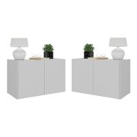 Kit 2 Mesas De Cabeceira 2 Portas Mp4135 Branco Branco - 1
