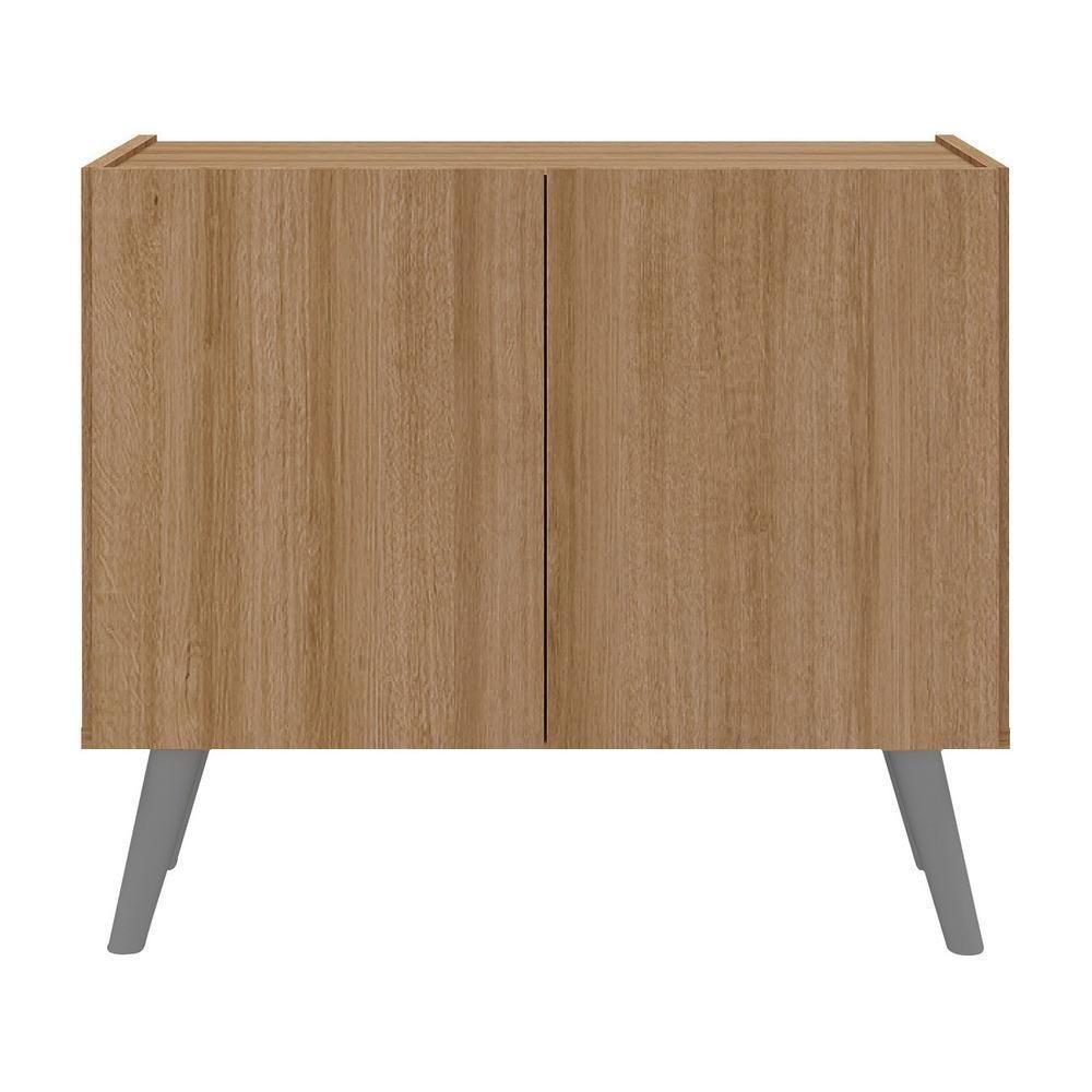 Kit 2 Mesas De Cabeceira Retrô 2 Portas Mp4138 Rustic cinza Rustic cinza - 5