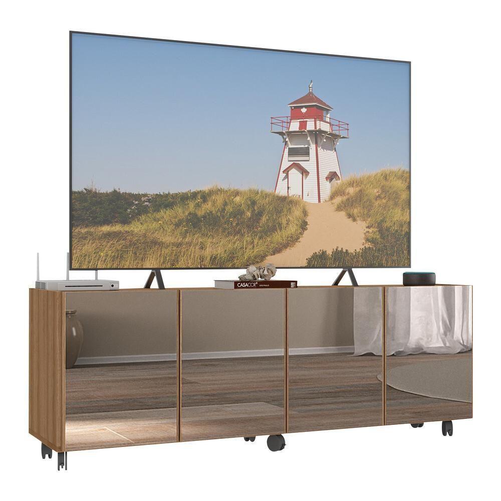 Rack Tv Até 50 Polegadas Com Rodízios E Espelhos Mp1080 Rustic Rustic - 1