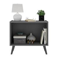 Kit 2 Mesas De Cabeceira Retrô 2 Portas Mp4138 Grafite preto - 2