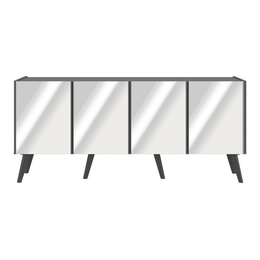 Rack Tv Até 50 Polegadas Retrô Com Espelhos Mp1082 Grafite preto - 5