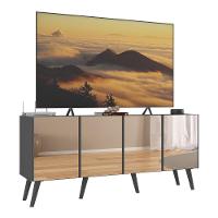 Rack Tv Até 50 Polegadas Retrô Com Espelhos Mp1082 Grafite preto - 1