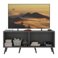 Rack Tv Até 50 Polegadas Retrô Com Espelhos Mp1082 Grafite preto