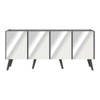 Rack Tv Até 50 Polegadas Retrô Com Espelhos Mp1082 Grafite preto - 5