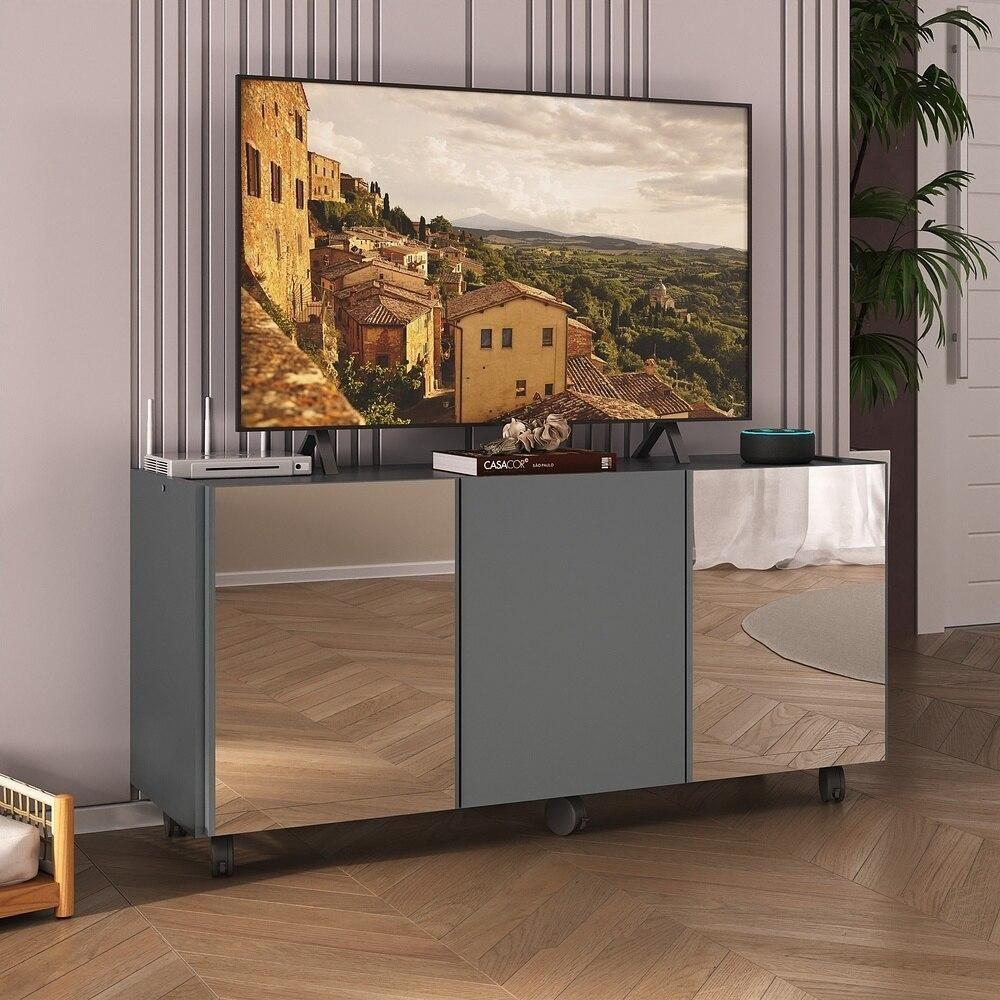 Rack Tv Até 32 Polegadas Com Rodízios E Espelhos Mp1076 Grafite Grafite - 3