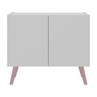 Kit 2 Mesas De Cabeceira Retrô 2 Portas Mp4138 Branco rosa Branco rosa - 3