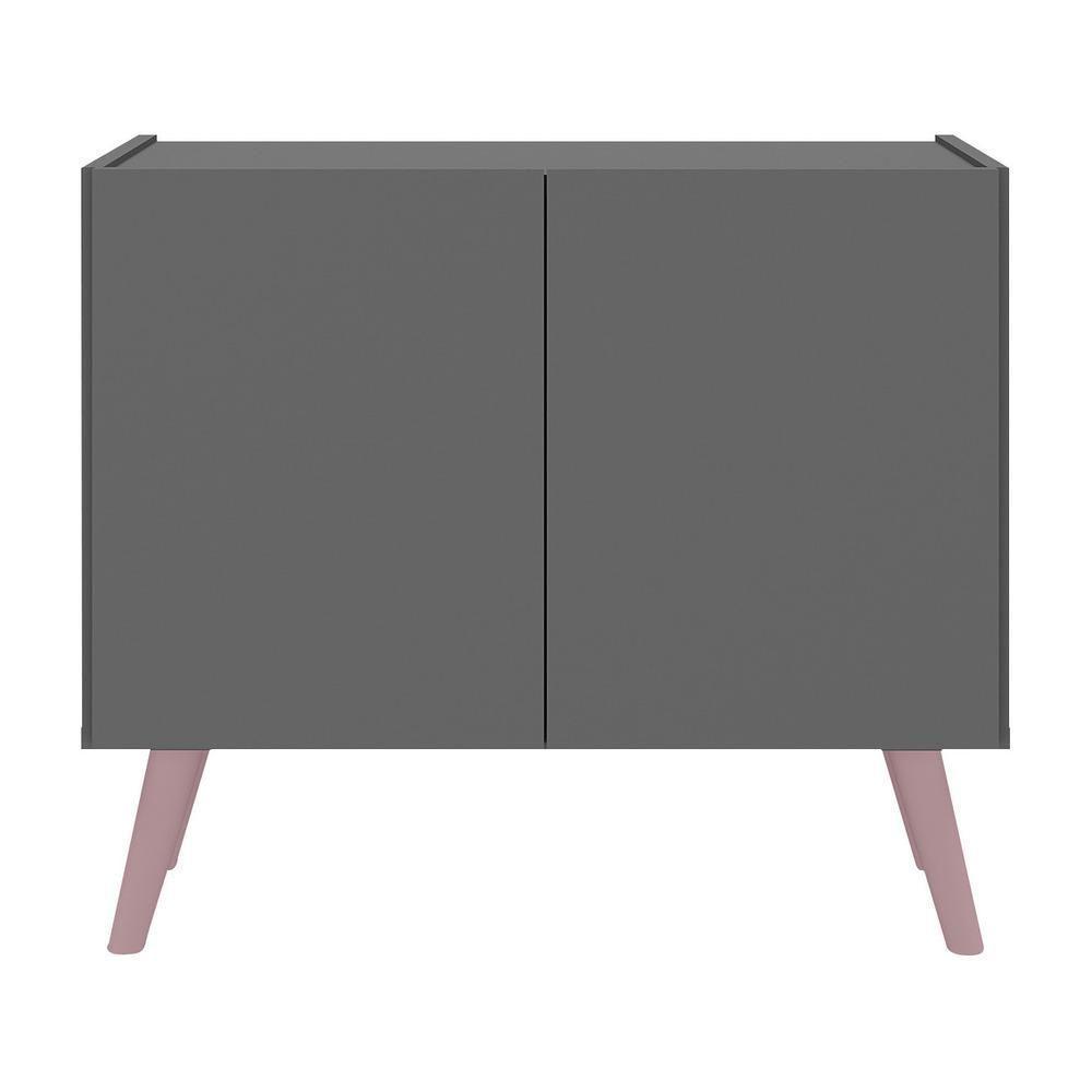 Kit 2 Mesas De Cabeceira Retrô 2 Portas Mp4138 Grafite rosa Grafite rosa - 3