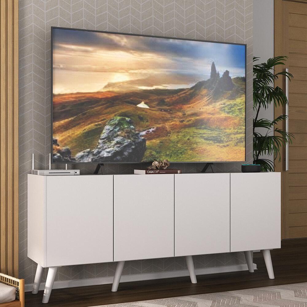 Rack Retrô Para Tv Até 50 Polegadas Com Mp1071 Branco Branco - 1