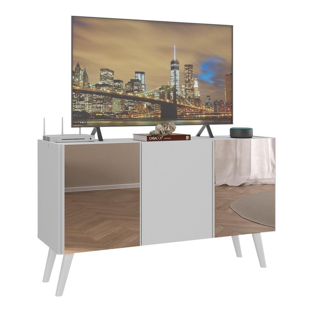 Rack Tv Até 32 Polegadas Retrô Com Espelhos Mp1078 Branco Branco - 1
