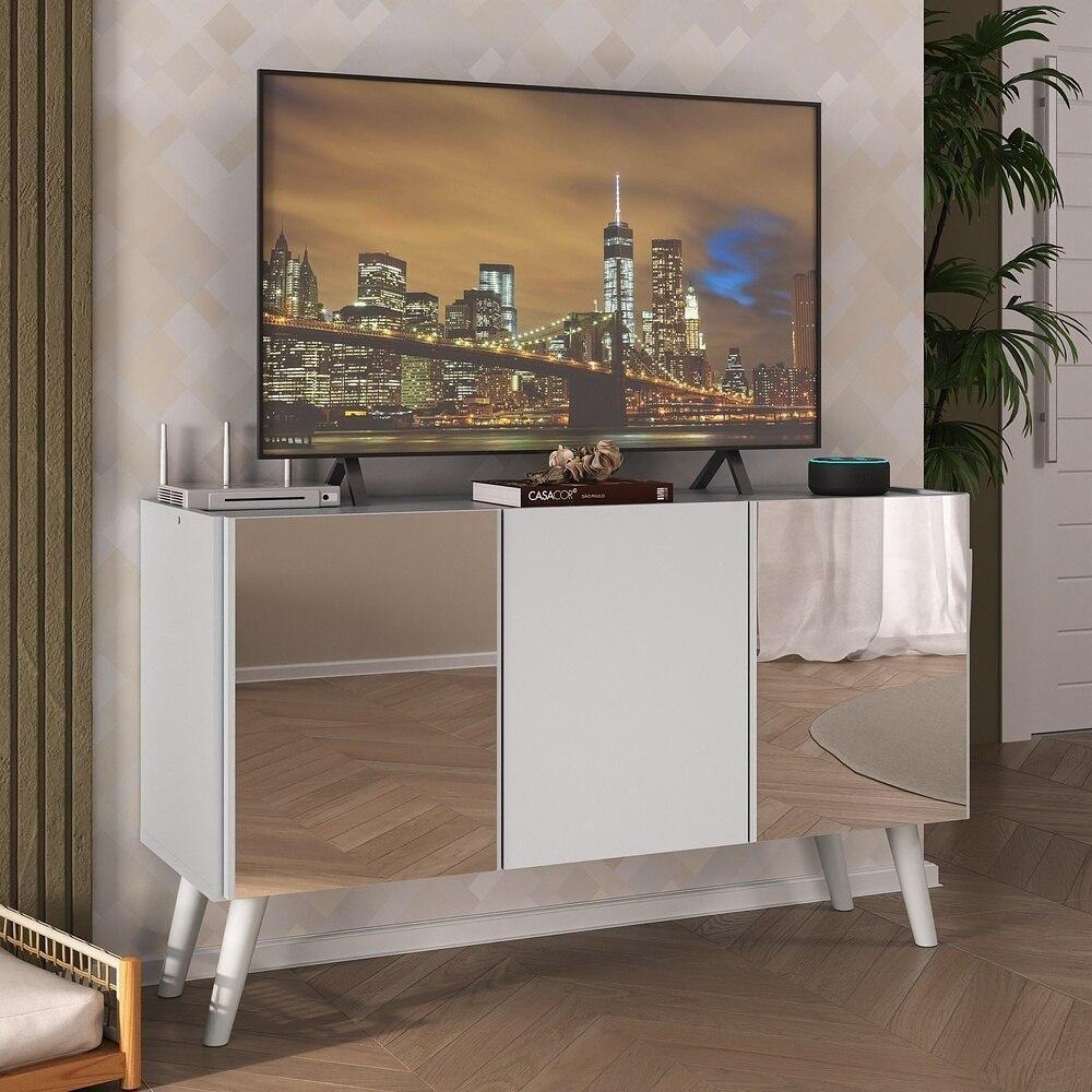 Rack Tv Até 32 Polegadas Retrô Com Espelhos Mp1078 Branco Branco - 2