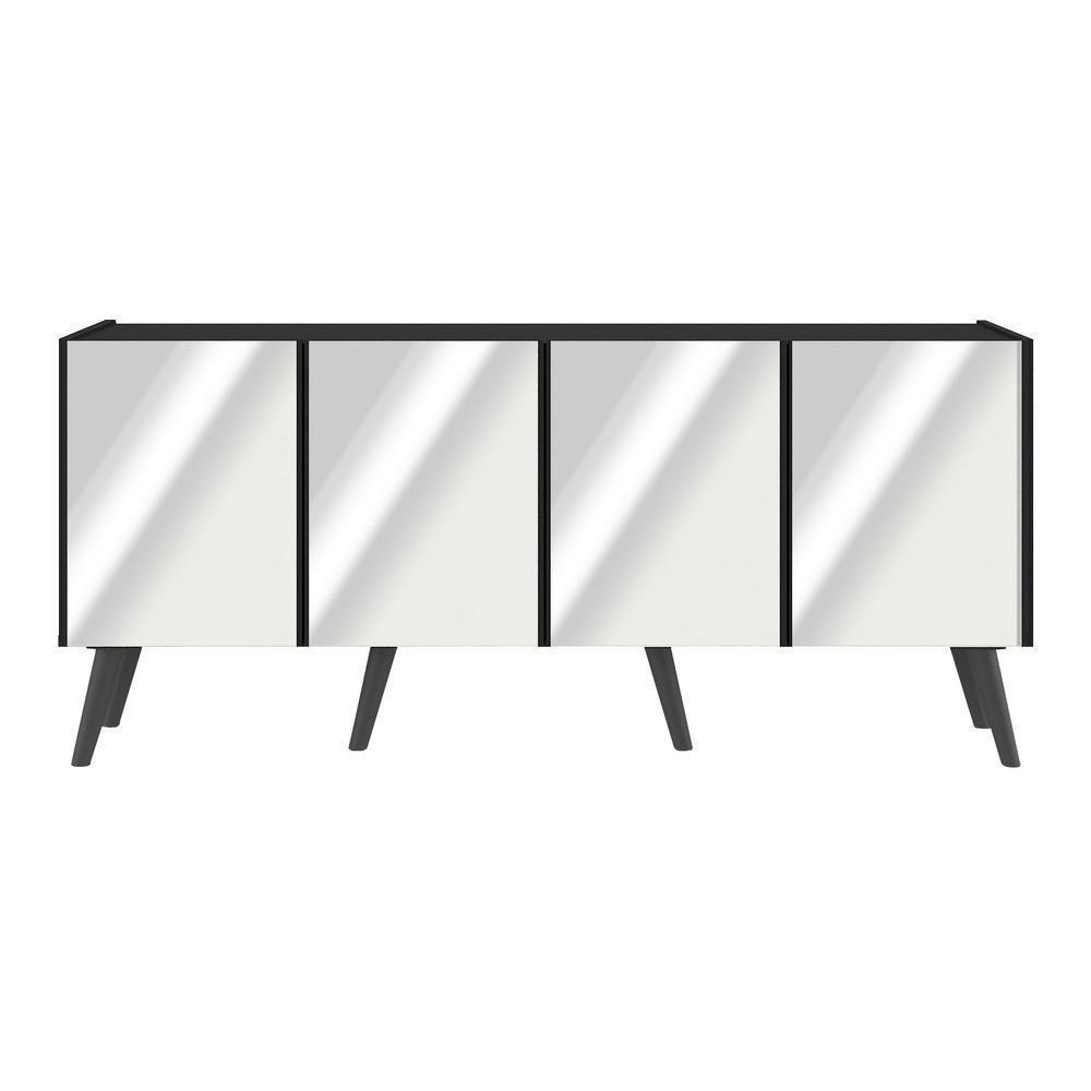 Rack Tv Até 50 Polegadas Retrô Com Espelhos Mp1082 Preto Preto - 5