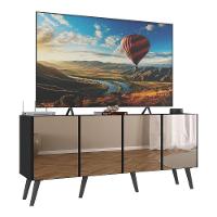 Rack Tv Até 50 Polegadas Retrô Com Espelhos Mp1082 Preto Preto - 1
