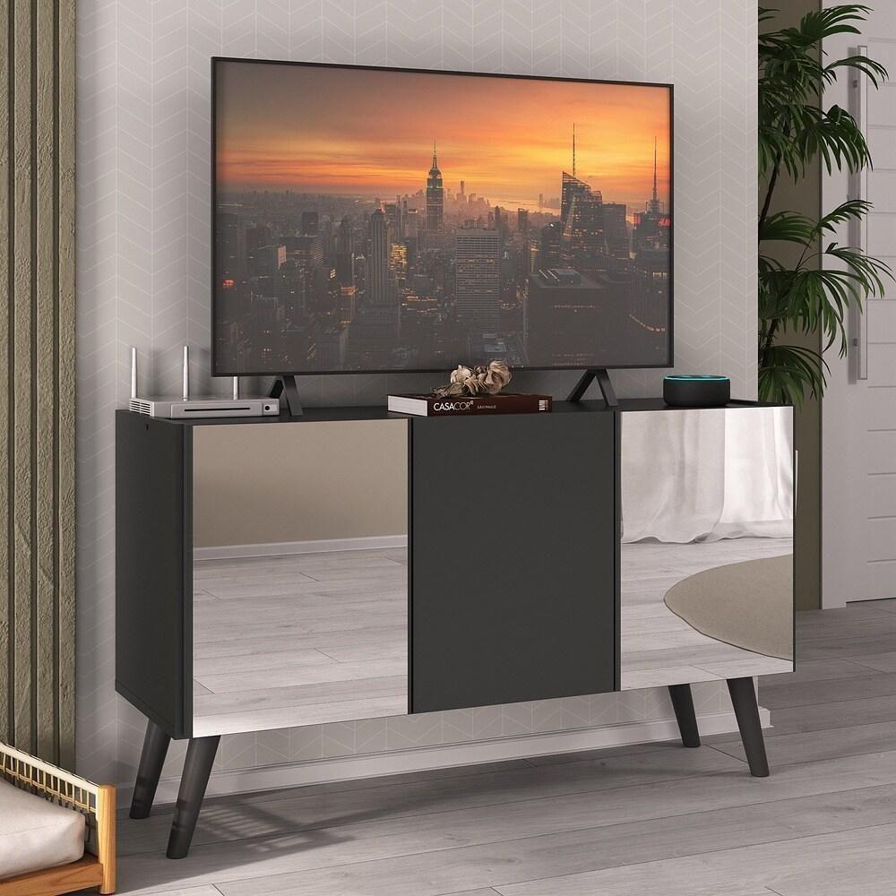 Rack Tv Até 32 Polegadas Retrô Com Espelhos Mp1078 Preto Preto - 2