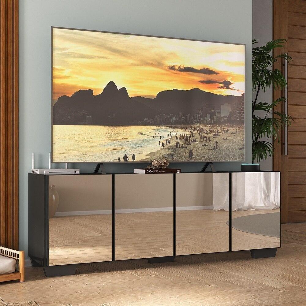 Rack Tv Até 50 Polegadas Com Espelhos Mp1083 Preto Preto - 2