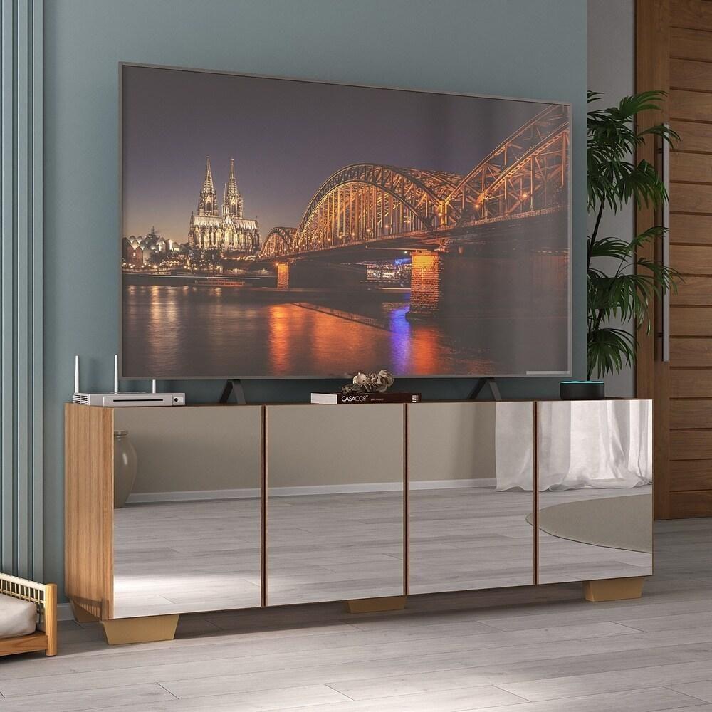 Rack Tv Até 50 Polegadas Com Espelhos Mp1083 Rustic natural - 1