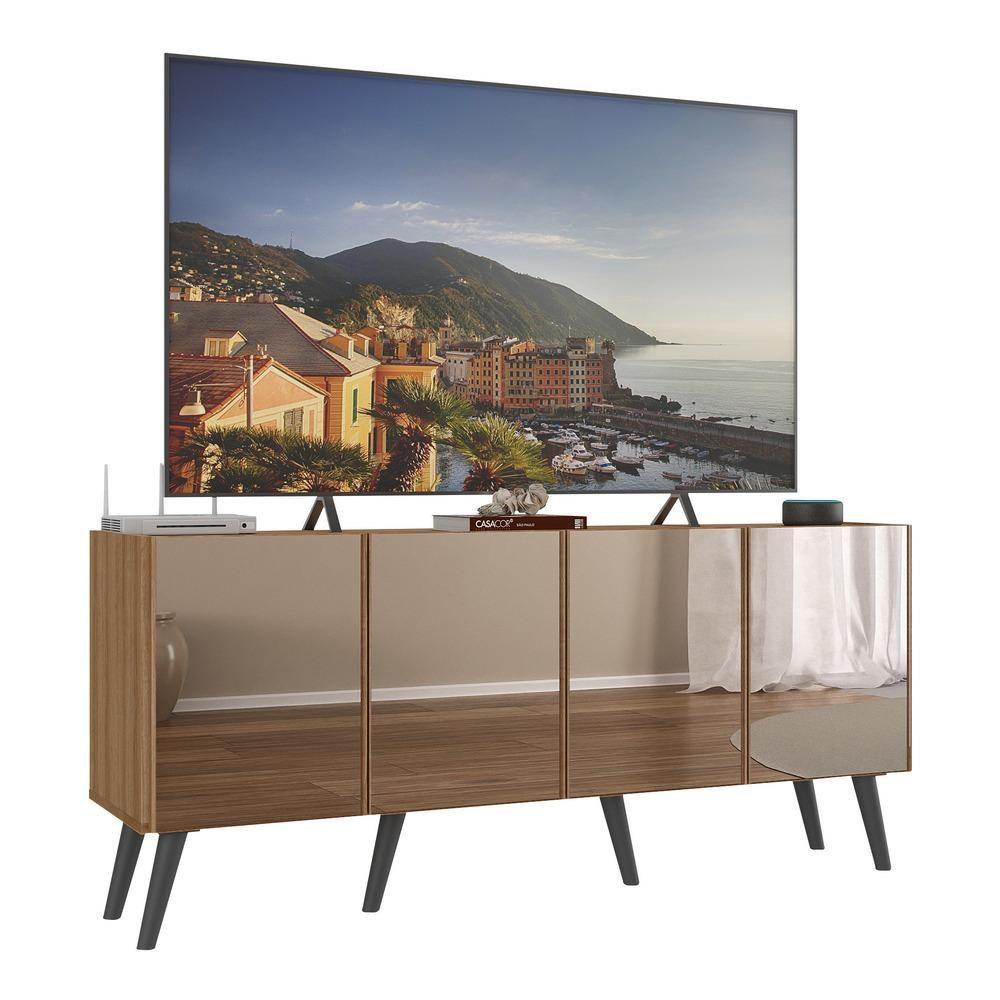 Rack Tv Até 50 Polegadas Retrô Com Espelhos Mp1082 Rustic preto - 1
