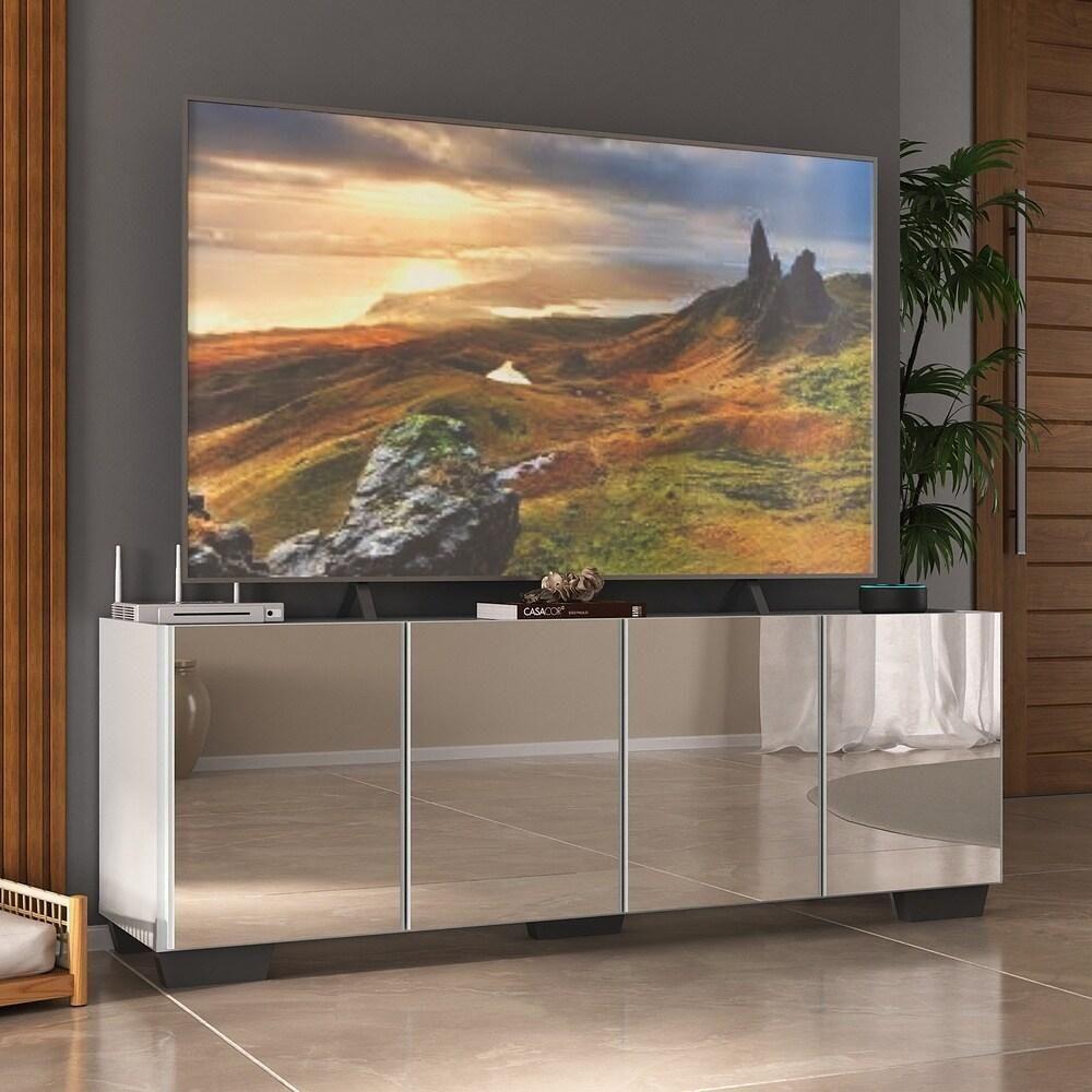 Rack Tv Até 50 Polegadas Com Espelhos Mp1083 Branco preto - 2